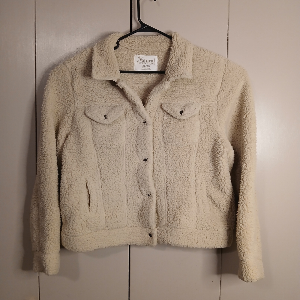 Women's Sherpa Style XL/TG Cream Teddy Jacket (0636S2)